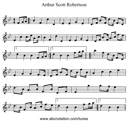 Arthur Scott Robertson - staff notation
