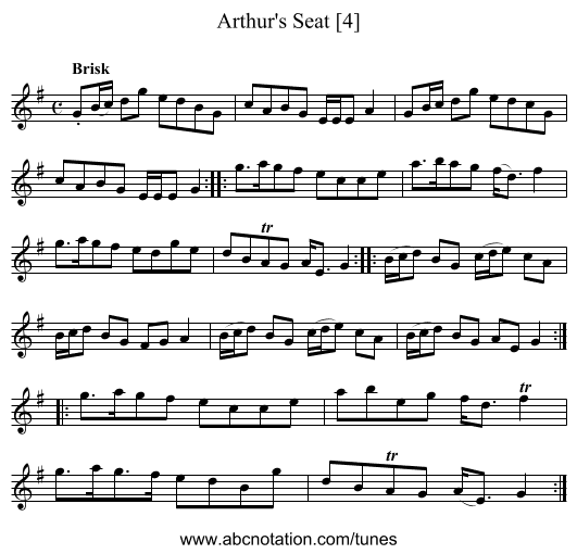 Arthur's Seat [4] - staff notation