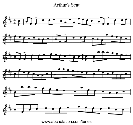 Arthur's Seat - staff notation