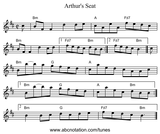 Arthur's Seat - staff notation