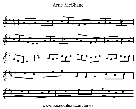 Artie McShane - staff notation