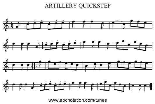 ARTILLERY QUICKSTEP - staff notation