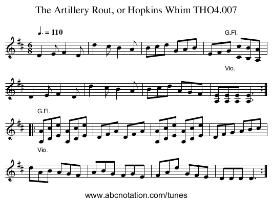 Artillery Rout, or Hopkins Whim THO4.007, The - staff notation