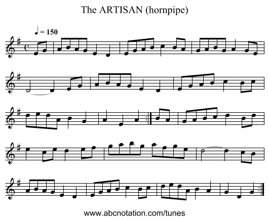 ARTISAN (hornpipe), The - staff notation