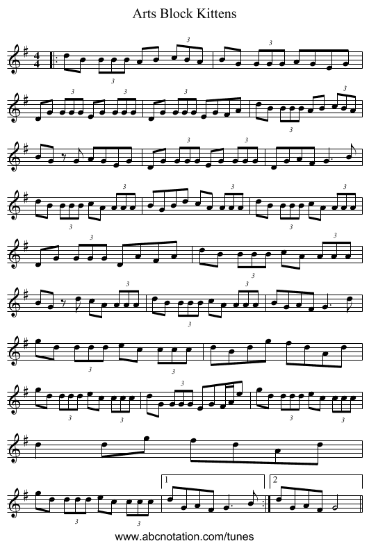 Arts Block Kittens - staff notation