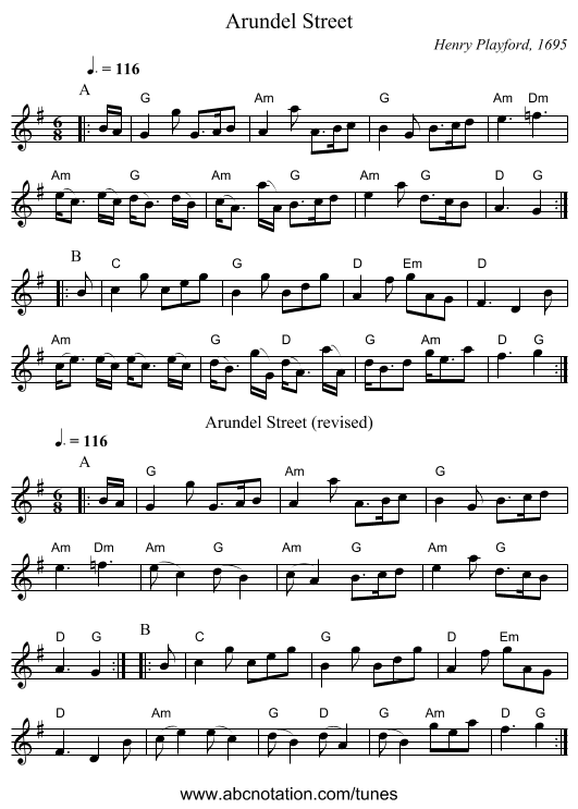 Arundel Street - staff notation