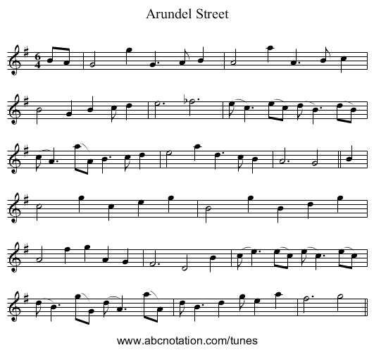 Arundel Street - staff notation