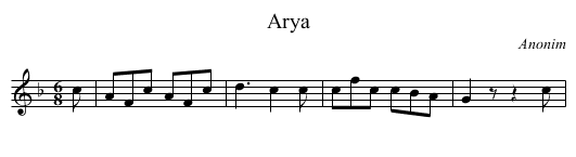Arya - staff notation