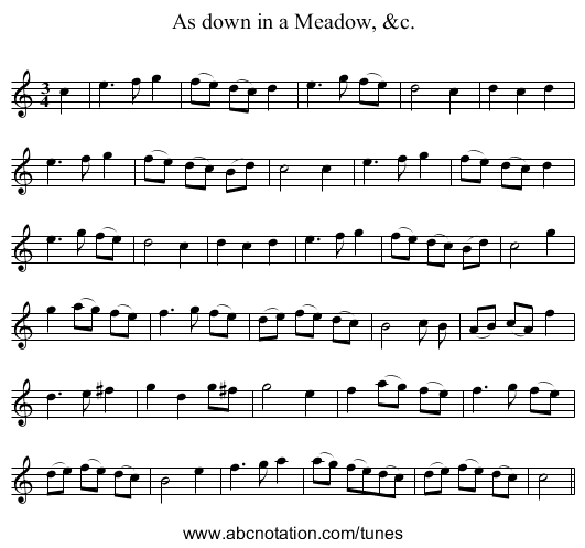 As down in a Meadow, &c. - staff notation