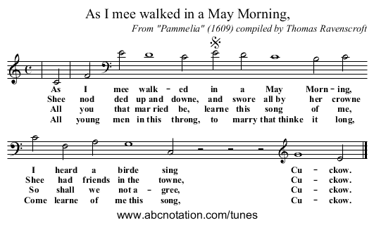 As I mee walked in a May Morning, - staff notation