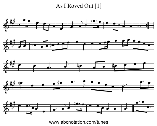 As I Roved Out [1] - staff notation