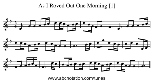 As I Roved Out One Morning [1] - staff notation