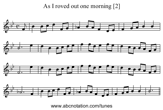 As I roved out one morning [2] - staff notation