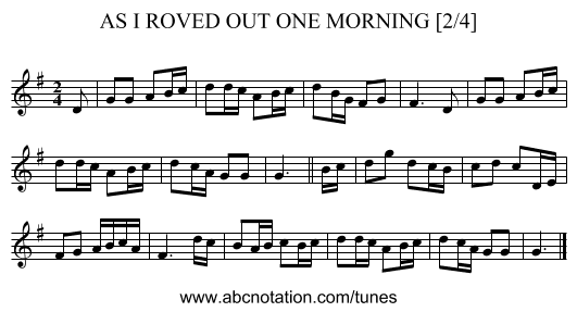 AS I ROVED OUT ONE MORNING [2/4] - staff notation