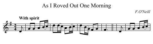 As I Roved Out One Morning - staff notation