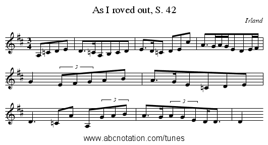 As I roved out, S. 42 - staff notation