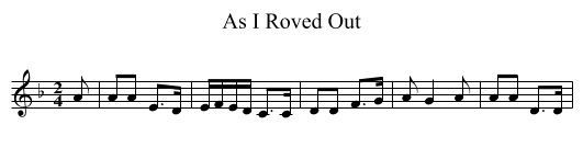 As I Roved Out - staff notation