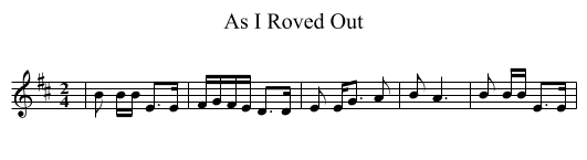 As I Roved Out - staff notation