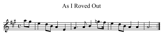 As I Roved Out - staff notation