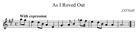 As I Roved Out - staff notation