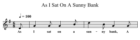 As I Sat On A Sunny Bank - staff notation