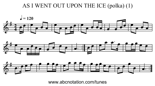 AS I WENT OUT UPON THE ICE (polka) (1) - staff notation