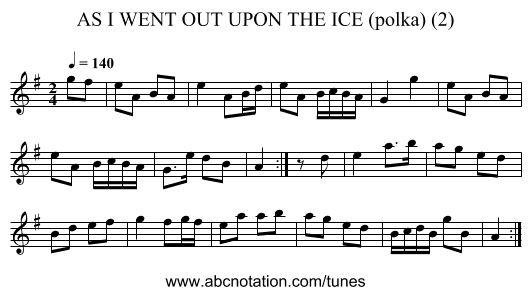 AS I WENT OUT UPON THE ICE (polka) (2) - staff notation