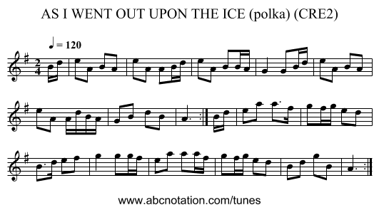 AS I WENT OUT UPON THE ICE (polka) (CRE2) - staff notation