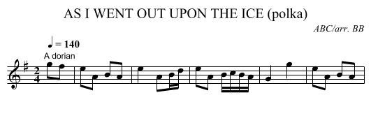 AS I WENT OUT UPON THE ICE (polka) - staff notation