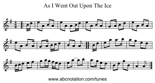 As I Went Out Upon The Ice - staff notation