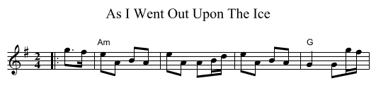 As I Went Out Upon The Ice - staff notation