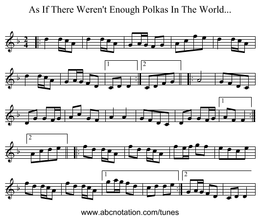 As If There Weren't Enough Polkas In The World... - staff notation