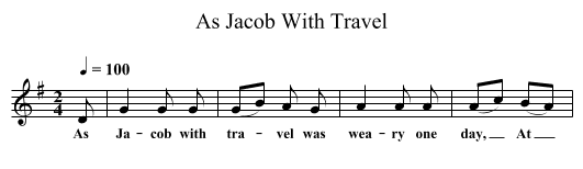 As Jacob With Travel - staff notation