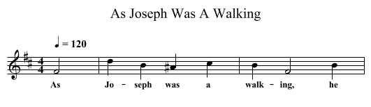 As Joseph Was A Walking - staff notation