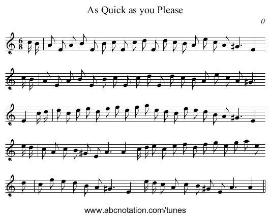 As Quick as you Please - staff notation