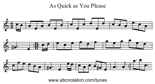 As Quick as You Please - staff notation