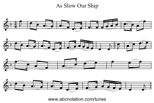 As Slow Our Ship - staff notation