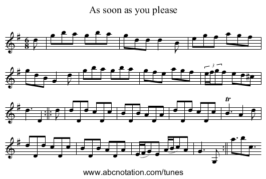 As soon as you please - staff notation