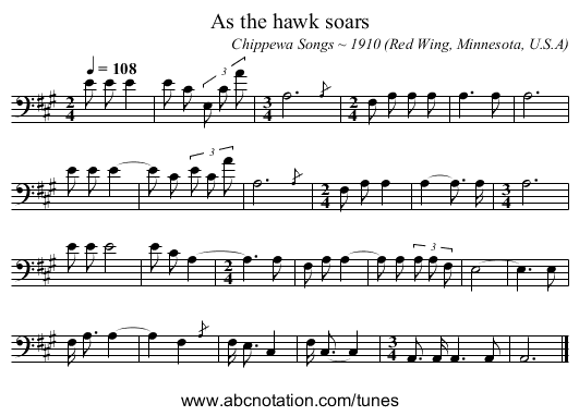 As the hawk soars - staff notation
