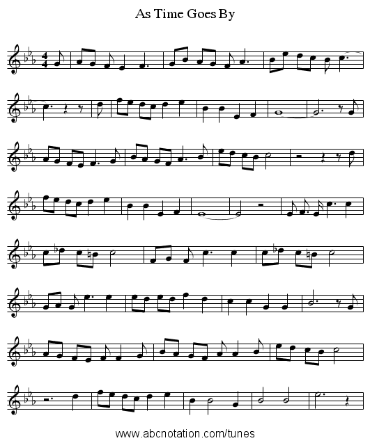 As Time Goes By - staff notation