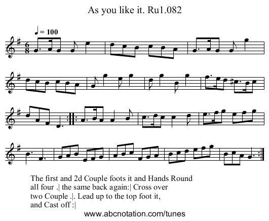 As you like it. Ru1.082 - staff notation