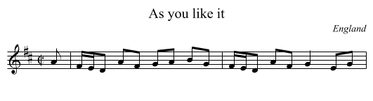 As you like it - staff notation