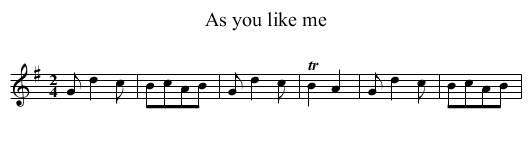 As you like me - staff notation