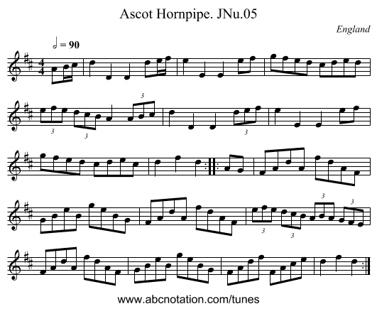 Ascot Hornpipe. JNu.05 - staff notation