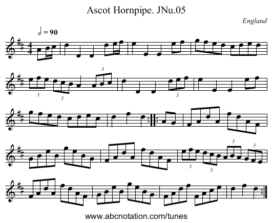 Ascot Hornpipe. JNu.05 - staff notation