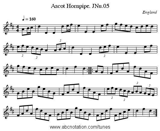 Ascot Hornpipe. JNu.05 - staff notation