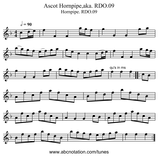Ascot Hornpipe,aka. RDO.09 - staff notation