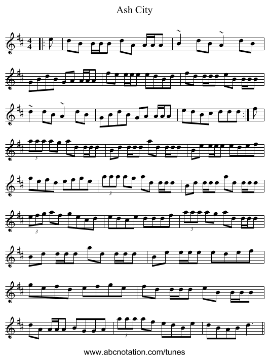 Ash City - staff notation