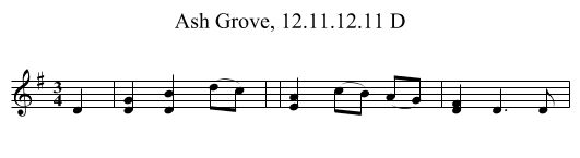 Ash Grove, 12.11.12.11 D - staff notation