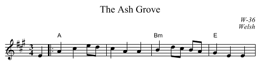Ash Grove, The - staff notation